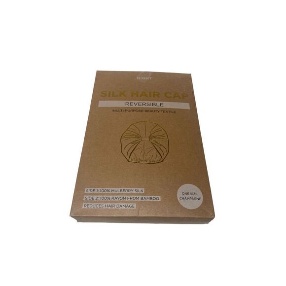 Night Silk Hair Cap in Champagne One Size New Open Box - Picture 1 of 4